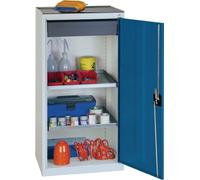 Stumpf Armoire à outils grise / bleue 1 tiroir / 2 étagères H1000xL500x.500mm avec 1 porte battante - 3001174
