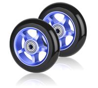 Stunt Lot de 2 roues de rechange pour trottinette Stunt - 100 mm - Avec roulements ABEC / 9 - Dureté 88A - 100 x 24 mm - Pour la plupart des trottinettes et kickscooter - Bleu