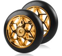 Stunt Scooter Replacement Wheels 110mm Multicolour 88a Stunt Scooter Wheels With Abec-9 Bearings Aluminum Spoke Core For All Kinds Of Scooters (Gold, Drilling)
