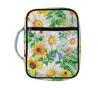 STUOARTE Couverture de Bible Fleurs Pochette Bible Multifonctionnelle avec Fermeture Éclair Bible Organisateur avec Poignée de Rangement de Livre pour Femmes Filles