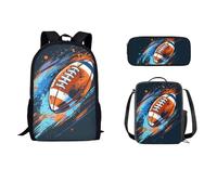 STUOARTE Ensemble sac à dos pour enfants avec sac à déjeuner, trousse à crayons, sac à dos d'école, léger pour enfants, adolescents et garçons 43,2 cm, Splash Ink Rugby - Multicolore, Taille unique,