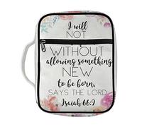 STUOARTE Fleurs avec versets inspirants couverture de bible, je ne laisserai pas la naissance de quelque chose de nouveau, porter un sac de livre biblique pochette d'église cadeau chrétien Bible livre