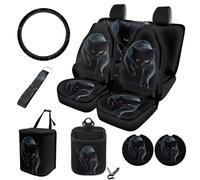 STUOARTE Lot de 10 housses de siège avant et arrière de voiture avec housse de volant assortie, sac de rangement universel pour la plupart des voitures - Motif chat