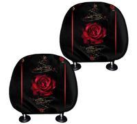 Stuoarte Red Rose Print Couvre-tte de voiture de la voiture pour femmes 2 pack Soft Elastic Fabric Head Repos pour SUV Truck Sedan or Van