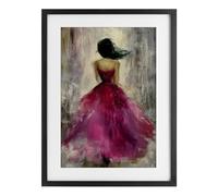 Stupell Industries Affiche encadrée After Midnight Girl in Gown Black Under Glass, design by Annabelle Hall, 58 x 43 cm