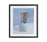 Stupell Industries Affiche encadrée bleue rétro disco Blender Bouleau sous verre, design par LISH Creative, 21 x 17 cm
