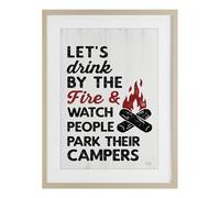 Stupell Industries Affiche encadrée Let's Drink by the Fire Birch Under Glass, design by Lux + Me Designs, 58 x 43 cm