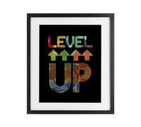 Stupell Industries Affiche encadrée rétro Level Up blanche sous verre, design par Marcus Prime, 40,6 x 33 cm