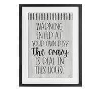 Stupell Industries Affiche encadrée « Warning the Crazy is Real Birch » sous verre, design par Lux + Me Designs, 58,4 x 43,2 cm