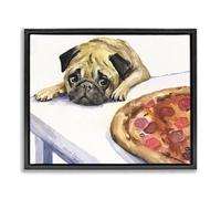 Stupell Industries Carlin Really Wants Pizza Gold encadré Floater Toile murale Art Design par George Dyachenko 43,2 x 53,3 cm