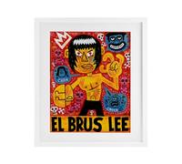 Stupell Industries El Brus Lee Iconic Culture White Affiche encadrée sous verre, design par Jorge R. Gutierrez, 21 x 17 cm