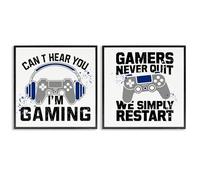 Stupell Industries Gamer Culture Phrases Lot de 2 giclées encadrées Noir 30,5 x 30,5 cm