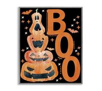 Stupell Industries Giclée encadrée Boo with Whimsical Jack-o-Lanterns, design by Kim Allen, 20 x 16 cm