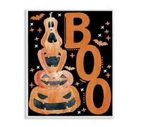 Stupell Industries Giclée encadrée Boo with Whimsical Jack-o-Lanterns, design by Kim Allen, 30 x 24 cm