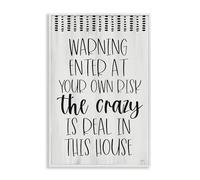 Stupell Industries Giclée encadrée « Warning the Crazy is Real Grey » par Lux + Me Designs, 61 x 40,6 cm