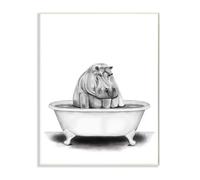 Stupell Industries Hippo dans une baignoire Dessin de salle de bain animal dr le Conception par Rachel Neiman Art 13 x 19 Plaque murale
