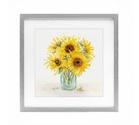 Stupell Industries Impression encadrée avec bouquet de tournesols jaune chaud sous verre, motif par Patti Bishop, 33 x 33 cm