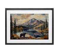 Stupell Industries Impression encadrée avec point de vue d'ours de montagne blanc sous verre, design par Petal Prints Design, 35,6 x 50,8 cm