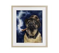 Stupell Industries Impression encadrée Carlin brutal avec cigare gris sous verre, design par George Dyachenko, 40,6 x 33 cm