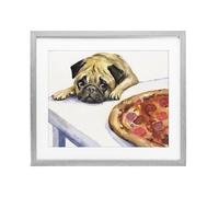 Stupell Industries Impression encadrée Carlin Really Wants Pizza Gray sous verre, design par George Dyachenko, 33 x 40 cm