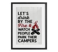 Stupell Industries Impression encadrée Let's Drink by the Fire Black sous verre, design by Lux + Me Designs, 50 x 35,6 cm