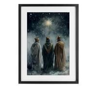 Stupell Industries Impression encadrée Trois mages et étoile du Nord Bouleau sous verre, design par Petal Prints Design, 50,8 x 35,6 cm