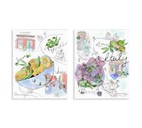 Stupell Industries Italy Travel Sketch Collection Lot de 2 plaques murales Motif Susan Lugar 35,6 x 27,9 cm