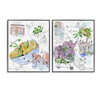 Stupell Industries Italy Travel Sketch Collection Lot de 2 toiles encadrées Gris 35,6 x 27,9 cm