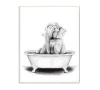 Stupell Industries l phant dans une baignoire Dessin de salle de bain d'animal dr le Conception par Rachel Neiman Art 10 x 15 Plaque murale