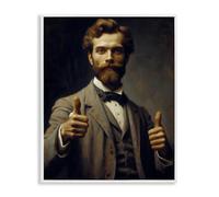 Stupell Industries Lettered and Lined Poster encadré avec inscription « Thumbs Up Gentleman » Blanc 50,8 x 40,6 cm
