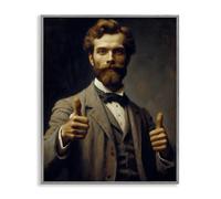 Stupell Industries Lettered and Lined Poster encadré avec inscription « Thumbs Up Gentleman » Blanc 76,2 x 61 cm