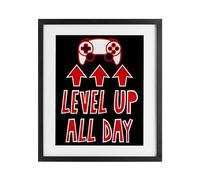 Stupell Industries Level Up All Day Gamer Affiche encadrée sous verre, design par Marcus Prime, 40,6 x 33 cm