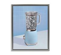 Stupell Industries LISH Creative Toile murale encadrée Bleu rétro Disco Blender Gris 53,3 x 43,2 cm