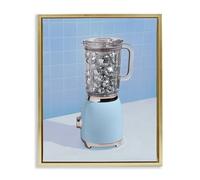 Stupell Industries LISH Creative Toile murale encadrée Bleu rétro Disco Blender Marron 78,7 x 63,5 cm