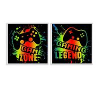 Stupell Industries Lot de 2 impressions giclées encadrées blanches avec phrases de jeu dégradées, design par Marcus Prime, 30,5 x 30,5 cm