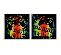 Stupell Industries Lot de 2 plaques murales avec phrases de jeu dégradées, design par Marcus Prime, 30,5 x 30,5 cm