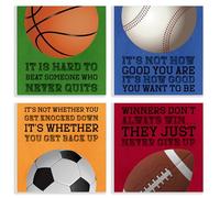 Stupell Industries Motivational Sports Determination Lot de 4 plaques murales design par Marcus Prime 30,5 x 30,5 cm