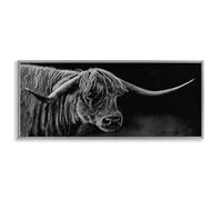 Stupell Industries Portrait de Highland Longhorn blanc encadré par Patricia Reynolds, 10 x 24 cm