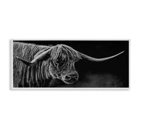 Stupell Industries Portrait de Highland Longhorn gris encadré par Patricia Reynolds, 13 x 30 cm