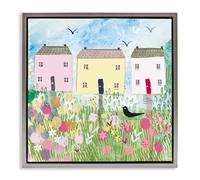 Stupell Industries Row Of Cottages with Crow Black Frame Floater Canvas Wall Art Design by Clare Tupper, 63,5 x 63,5 cm