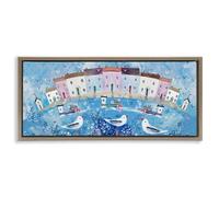 Stupell Industries Seaside Harbor Curved Perspective Brown encadrée Floater Canvas Art mural, design par Clare Tupper, 28 x 63,5 cm