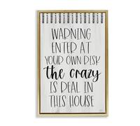 Stupell Industries Toile murale encadrée « Warning the Crazy is Real », design by Lux + Me Designs, 78,7 x 53,3 cm