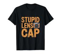 Stupid Bouchon d'objectif - Photographe drôle T-Shirt Graphique avec Valeur, Homme, Noir, M
