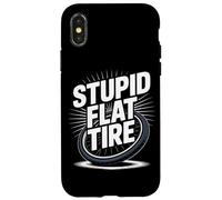 Stupid Flat Tire Roue de vélo Pun Rolling Humour Coque pour iPhone X/XS