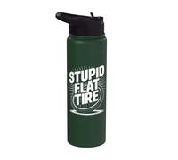 Stupid Flat Tire Roue de vélo Pun Rolling Humour Stainless Steel Insulated Water Bottle