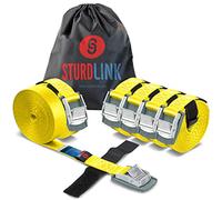 STURDLINK Lot de 6 Petites Sangles de Serrage 25mm 250kg avec Boucle à Griffe et Bande Auto-agrippante 2m + Sac, pour Fixation sur Porte Velo, Barres de Toit, Anneaux Ancrage de Coffre Auto, Bagages