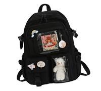 Sturdy Kawaii Backpack, School Bag Compact, for Girls Work, Easy to Use | Multiuse Large Capacity, Kawaii Bag Sturdy, With Kawaii Pin, And Cute Accessories, Green/Black/Pink/Creamy-white