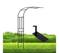 Sturdy Metal Garden Arch for Climbing Plants - Adjustable Half-Arc Trellis Outdoor Decoration for Backyard Lawn Patio Courtyard 60-300cm (Black W220 x H240cm)