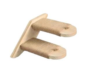 Sturdy Pet Climbing Steps, Wood and Jute Rope Wall Shelf, Space-Saving Stairway for Vertical Exercise, Indoor Play, Resting, Elevated Sleeping Support