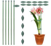 Sturdy Plant Stakes for Indoor Outdoor,17 inch Plant Support Stakes with Clips, Adjustable Plant Support Sticks with Clips & Plant Ties, Extendable Plant Stakes, Orchid,Climbing Plants (17 inch 5pcs)